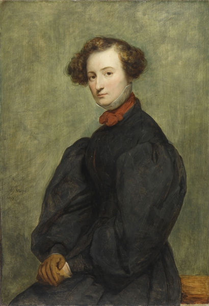 15,《雕塑家费利西·福维》(Portrait de Félicie de Fauveau), 阿里·谢弗,木板油画,1,32 x 0,99 m,1829.jpg 15,《雕塑家费利西·福维》(Portrait de Félicie de Fauveau), 阿里·谢弗,木板油画,1,32 x 0,99 m,1829.jpg