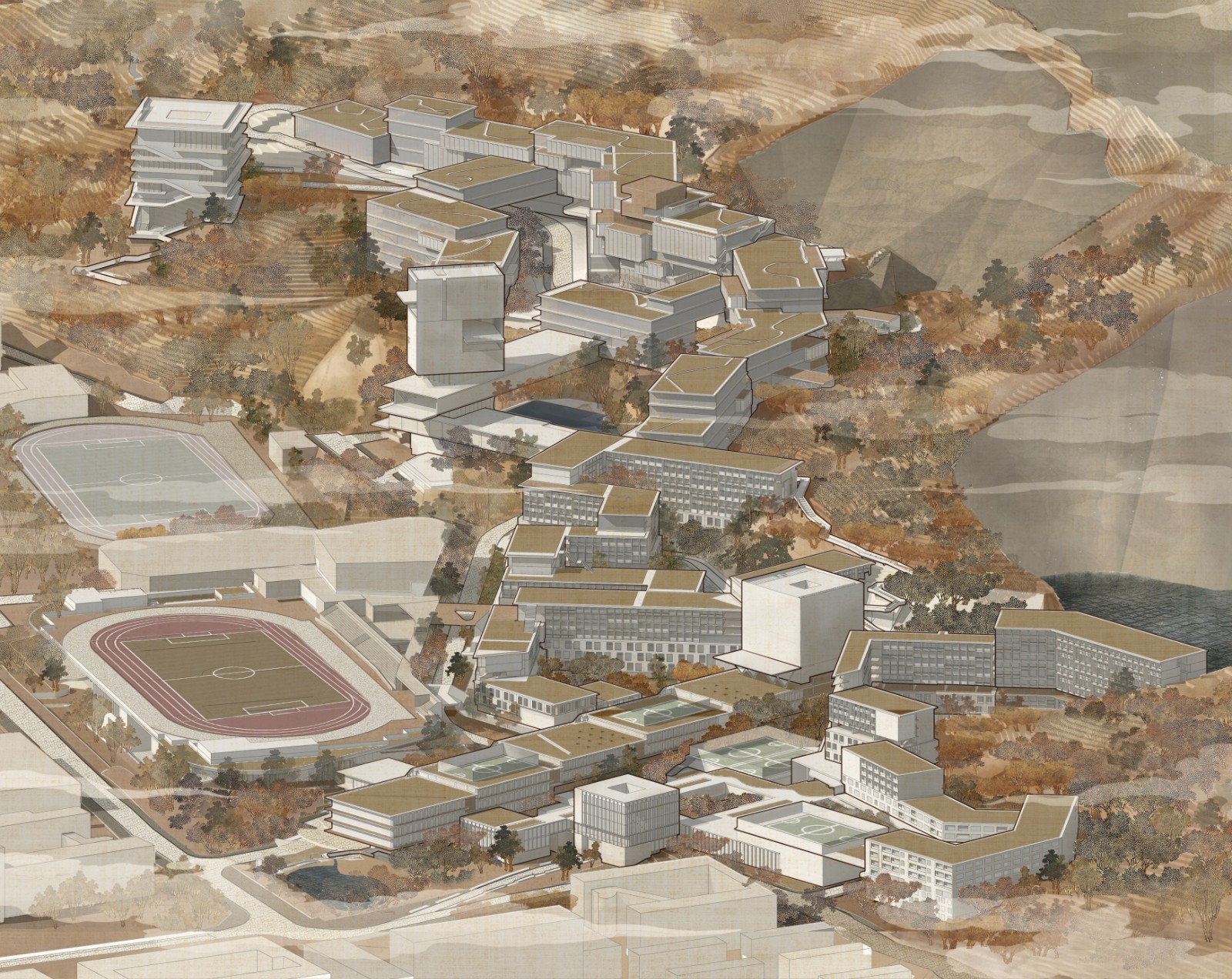 深圳创新创意学院国际竞赛（深圳新时代十大建筑国际竞赛二等奖），2020，30万平方米